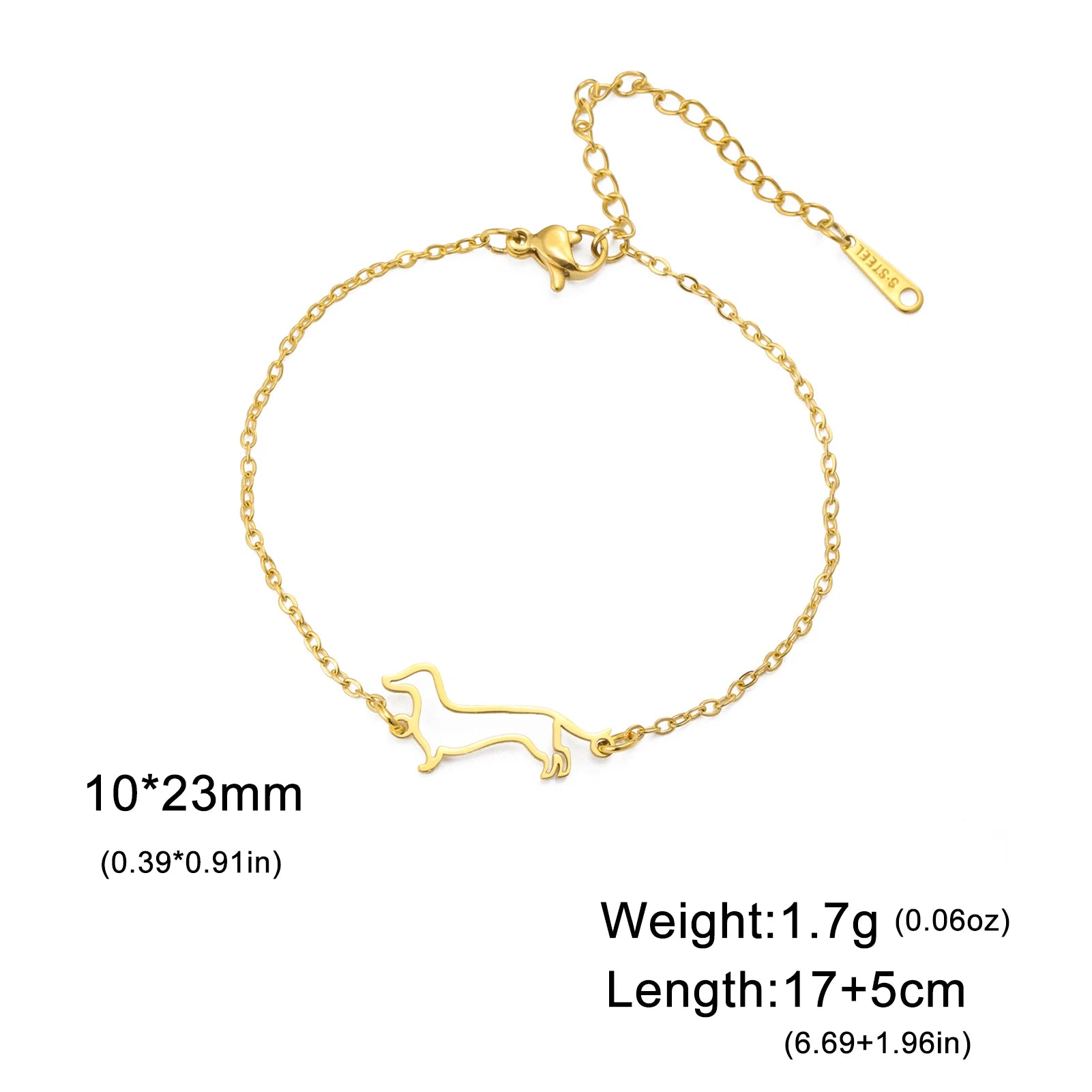 Cute Dachshund Dog Pendant Bracelet Stainless Steel Women's Hollow Summer Beach Pet Lover - PeticaDeals