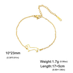 Cute Dachshund Dog Pendant Bracelet Stainless Steel Women's Hollow Summer Beach Pet Lover - PeticaDeals