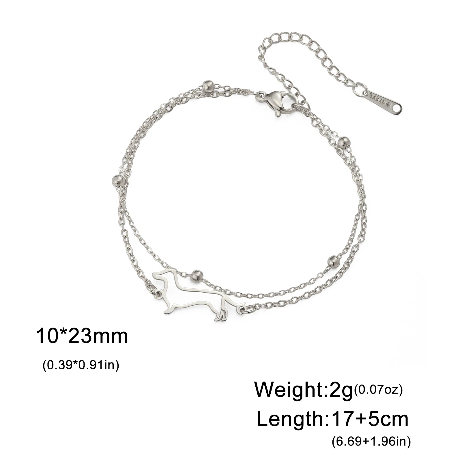Cute Dachshund Dog Pendant Bracelet Stainless Steel Women's Hollow Summer Beach Pet Lover - PeticaDeals