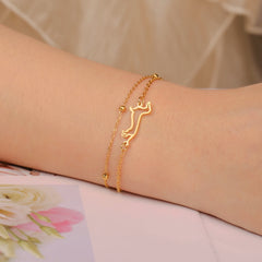 Cute Dachshund Dog Pendant Bracelet Stainless Steel Women's Hollow Summer Beach Pet Lover - PeticaDeals
