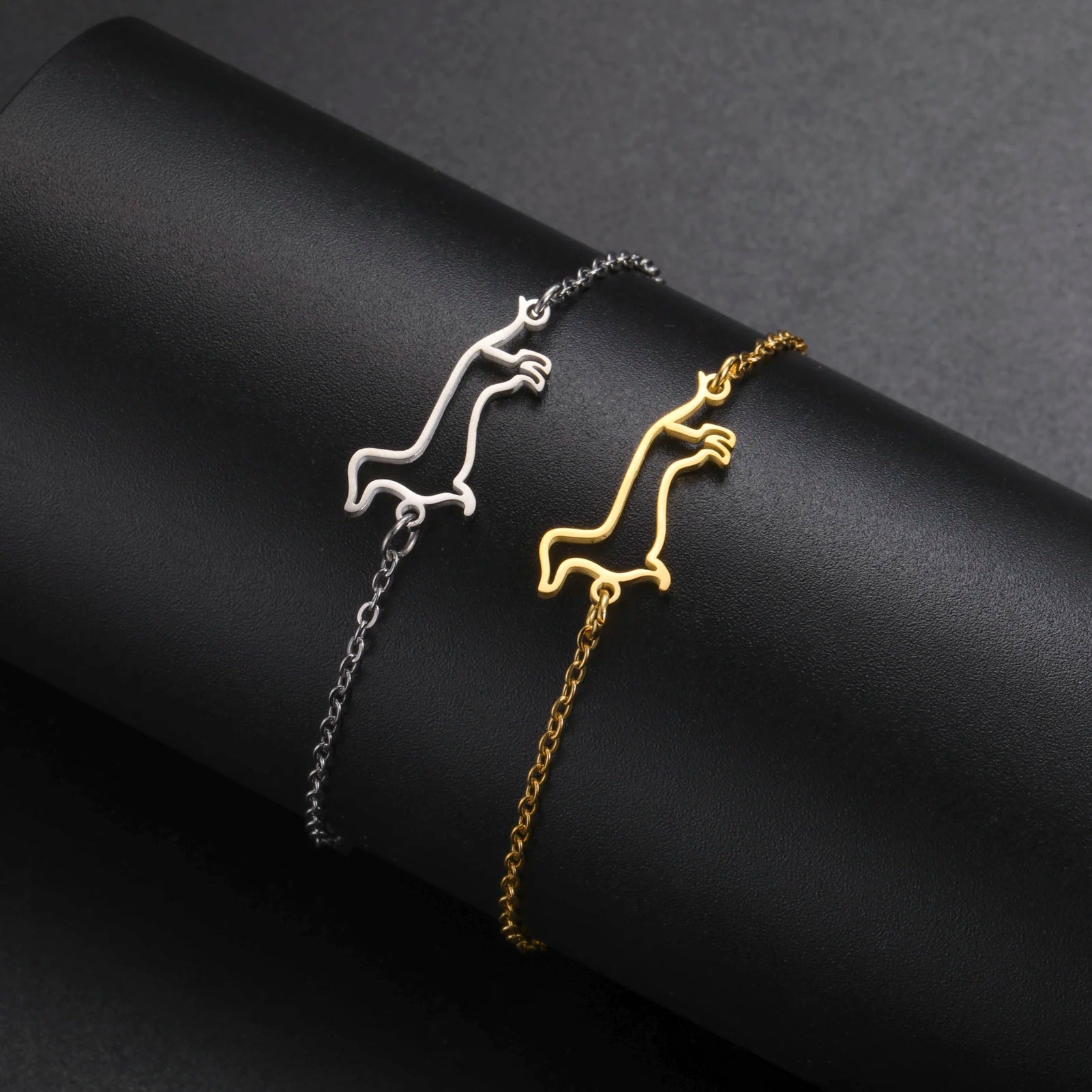 Cute Dachshund Dog Pendant Bracelet Stainless Steel Women's Hollow Summer Beach Pet Lover - PeticaDeals