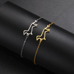Cute Dachshund Dog Pendant Bracelet Stainless Steel Women's Hollow Summer Beach Pet Lover - PeticaDeals