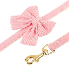 Cute Dog Collar Leash Set With Bowknot Soft Velvet - PeticaDeals