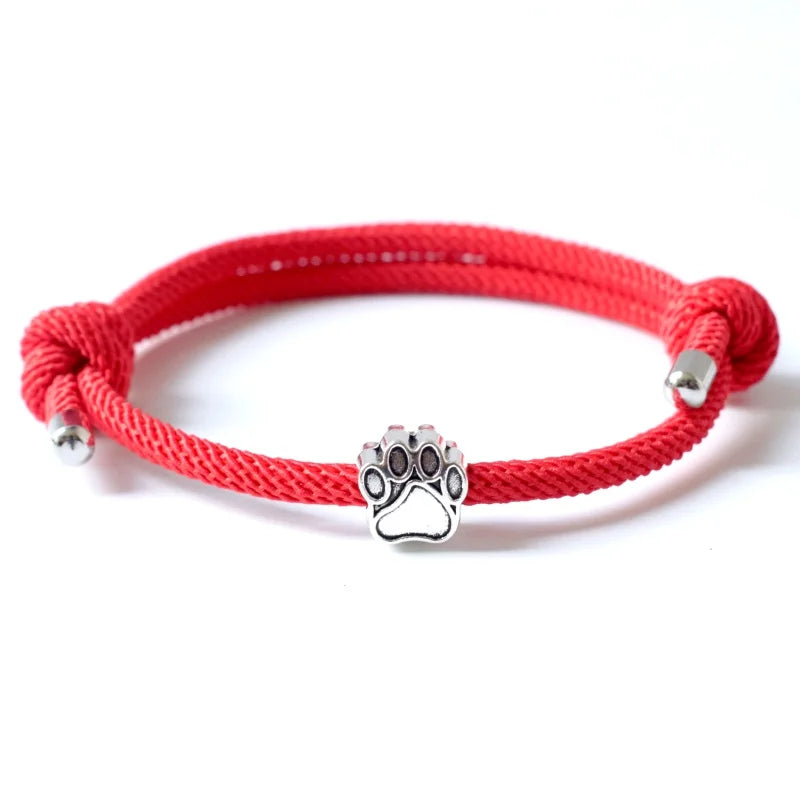 Cute Dog Footprints Charm Bracelet for Women & Men Adjustable Red String - PeticaDeals