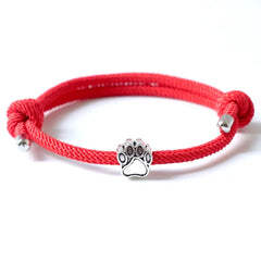 Cute Dog Footprints Charm Bracelet for Women & Men Adjustable Red String - PeticaDeals