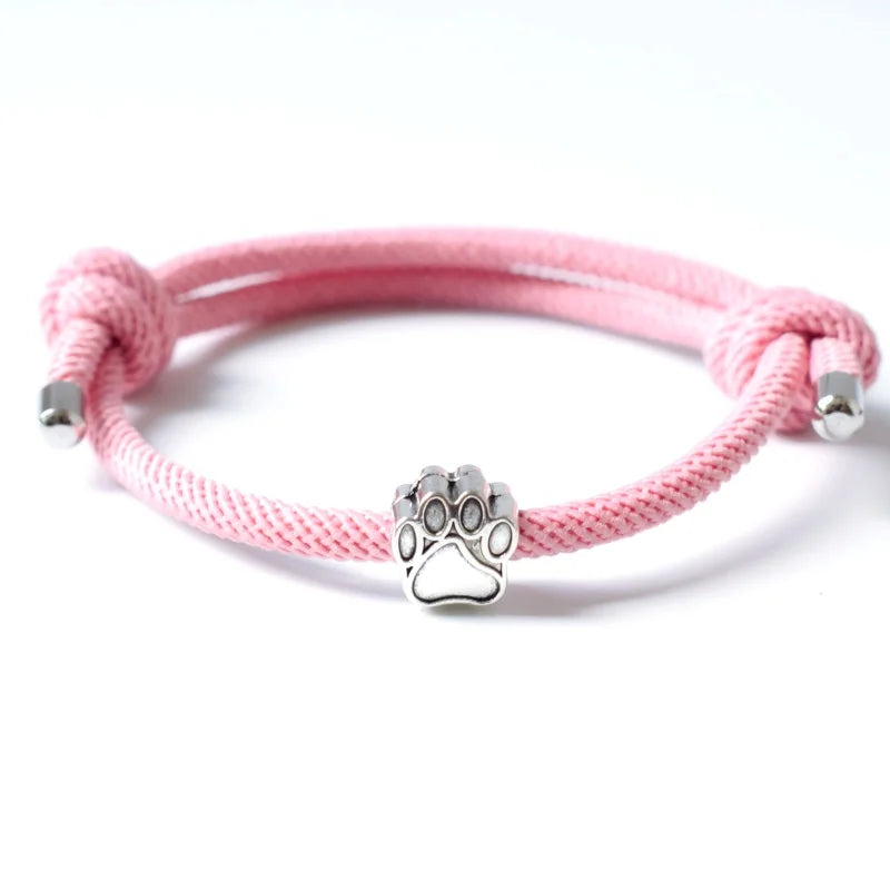 Cute Dog Footprints Charm Bracelet for Women & Men Adjustable Red String - PeticaDeals
