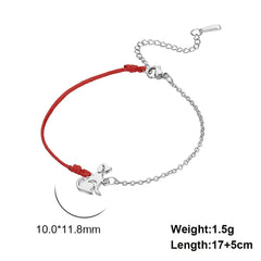 Cute Dog Women's Hand Bracelet Wax Cord Stainless Steel Gold Color - PeticaDeals