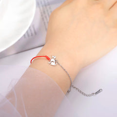 Cute Dog Women's Hand Bracelet Wax Cord Stainless Steel Gold Color - PeticaDeals