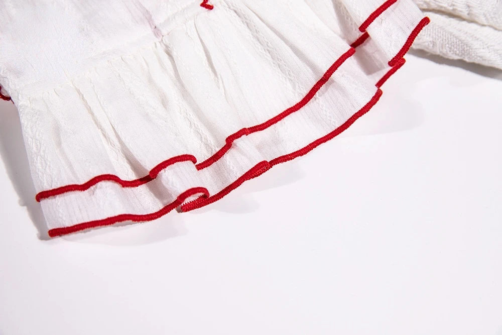 Cute Jacquard Bud Edge White Cotton Short Skirt - PeticaDeals