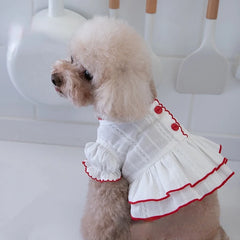 Cute Jacquard Bud Edge White Cotton Short Skirt - PeticaDeals