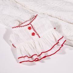 Cute Jacquard Bud Edge White Cotton Short Skirt - PeticaDeals