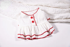 Cute Jacquard Bud Edge White Cotton Short Skirt - PeticaDeals