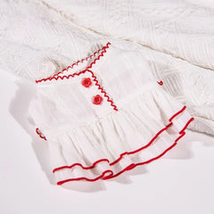 Cute Jacquard Bud Edge White Cotton Short Skirt - PeticaDeals