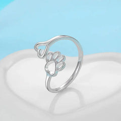 Cute Love Heart Print Open Ring Stainless Steel Pet Cat Claw Adjustable - PeticaDeals
