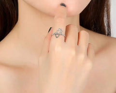 Cute Love Heart Print Open Ring Stainless Steel Pet Cat Claw Adjustable - PeticaDeals