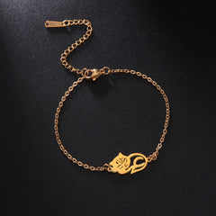 Cute Lying Cat Charm Bracelet for Women Stainless Steel Animal Kitten Wax Rope Hand Bracelet Jewelry - PeticaDeals