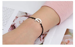 Cute Lying Cat Charm Bracelet for Women Stainless Steel Animal Kitten Wax Rope Hand Bracelet Jewelry - PeticaDeals