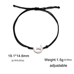 Cute Lying Cat Charm Bracelet for Women Stainless Steel Animal Kitten Wax Rope Hand Bracelet Jewelry - PeticaDeals