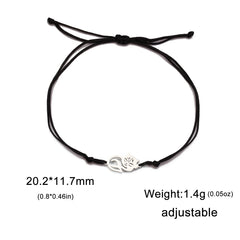 Cute Lying Cat Charm Bracelet for Women Stainless Steel Animal Kitten Wax Rope Hand Bracelet Jewelry - PeticaDeals