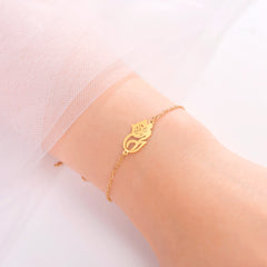 Cute Lying Cat Charm Bracelet for Women Stainless Steel Animal Kitten Wax Rope Hand Bracelet Jewelry - PeticaDeals