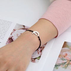 Cute Lying Cat Charm Bracelet for Women Stainless Steel Animal Kitten Wax Rope Hand Bracelet Jewelry - PeticaDeals