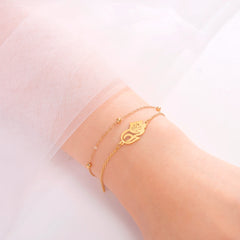 Cute Lying Cat Charm Bracelet for Women Stainless Steel Animal Kitten Wax Rope Hand Bracelet Jewelry - PeticaDeals