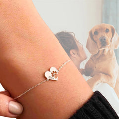 Cute Paw Print Heart Bracelet Personalized Pet Memorial - PeticaDeals
