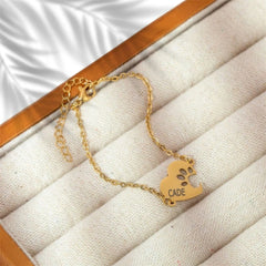 Cute Paw Print Heart Bracelet Personalized Pet Memorial - PeticaDeals