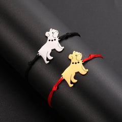 Cute Pet Labrador Dog Charm Bracelet Stainless Steel Wax Rope Bracelets for Women Girl Jewelry - PeticaDeals