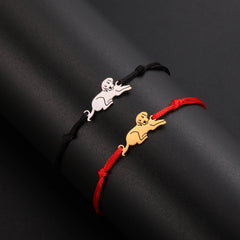 Cute Pet Labrador Dog Charm Bracelet Stainless Steel Wax Rope Bracelets for Women Girl Jewelry - PeticaDeals