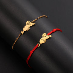 Cute Pet Labrador Dog Charm Bracelet Stainless Steel Wax Rope Bracelets for Women Girl Jewelry - PeticaDeals