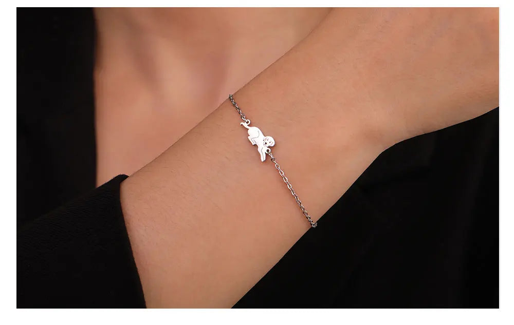 Cute Pet Labrador Dog Charm Bracelet Stainless Steel Wax Rope Bracelets for Women Girl Jewelry - PeticaDeals