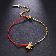 Cute Pet Labrador Dog Charm Bracelet Stainless Steel Wax Rope Bracelets for Women Girl Jewelry - PeticaDeals