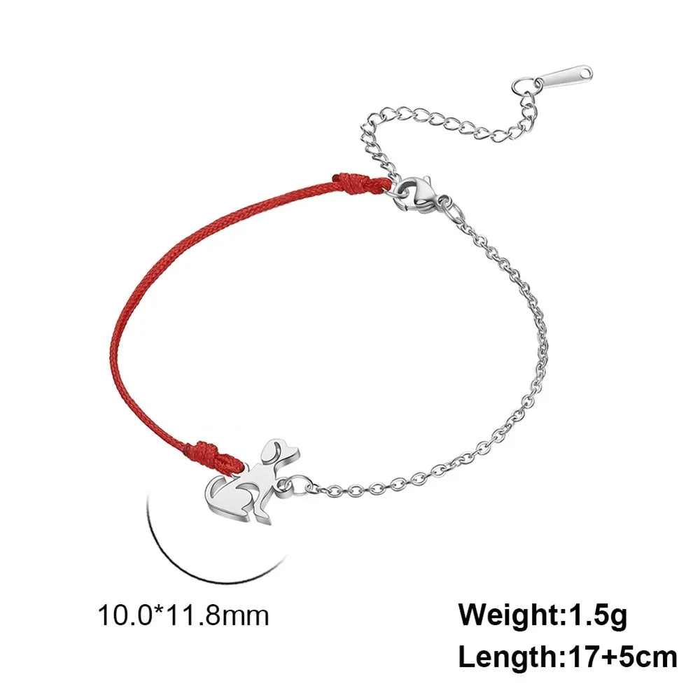 Cute Pet Labrador Dog Charm Bracelet Stainless Steel Wax Rope Bracelets for Women Girl Jewelry - PeticaDeals