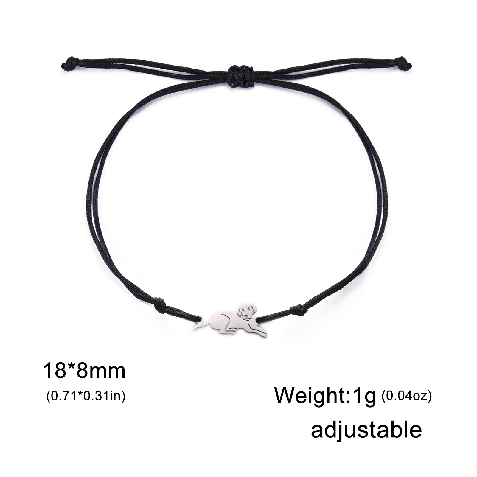 Cute Pet Labrador Dog Charm Bracelet Stainless Steel Wax Rope Bracelets for Women Girl Jewelry - PeticaDeals