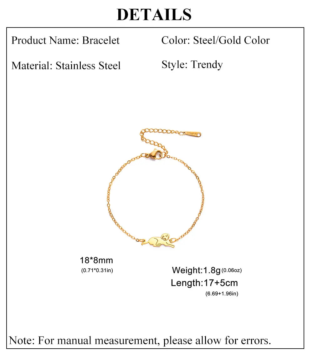 Cute Pet Labrador Dog Charm Bracelet Stainless Steel Wax Rope Bracelets for Women Girl Jewelry - PeticaDeals