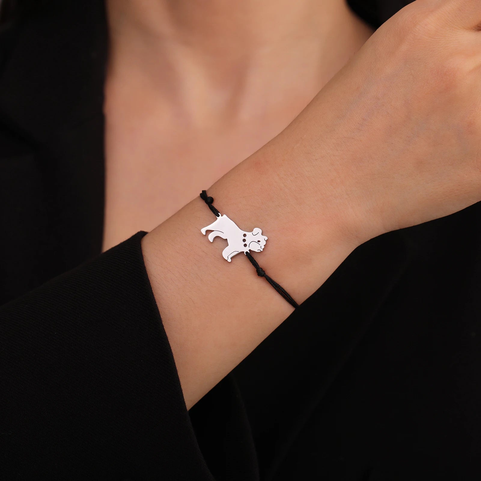 Cute Pet Labrador Dog Charm Bracelet Stainless Steel Wax Rope Bracelets for Women Girl Jewelry - PeticaDeals