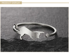Cute Playing Cat Rings Adjustable Stainless Steel Minimalist Ring Women Fashion Kitten Animal Jewelry - PeticaDeals
