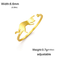 Cute Playing Cat Rings Adjustable Stainless Steel Minimalist Ring Women Fashion Kitten Animal Jewelry - PeticaDeals