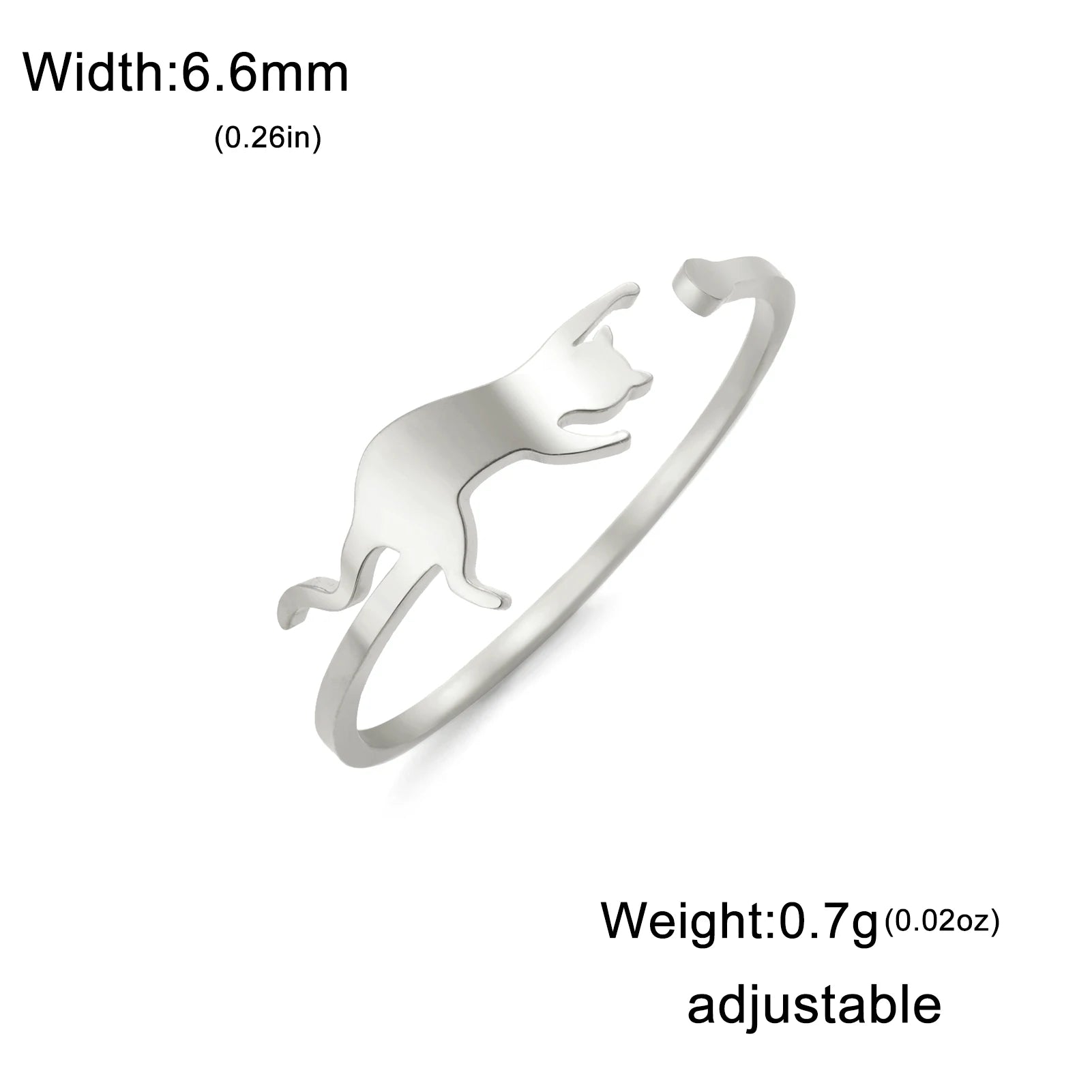 Cute Playing Cat Rings Adjustable Stainless Steel Minimalist Ring Women Fashion Kitten Animal Jewelry - PeticaDeals