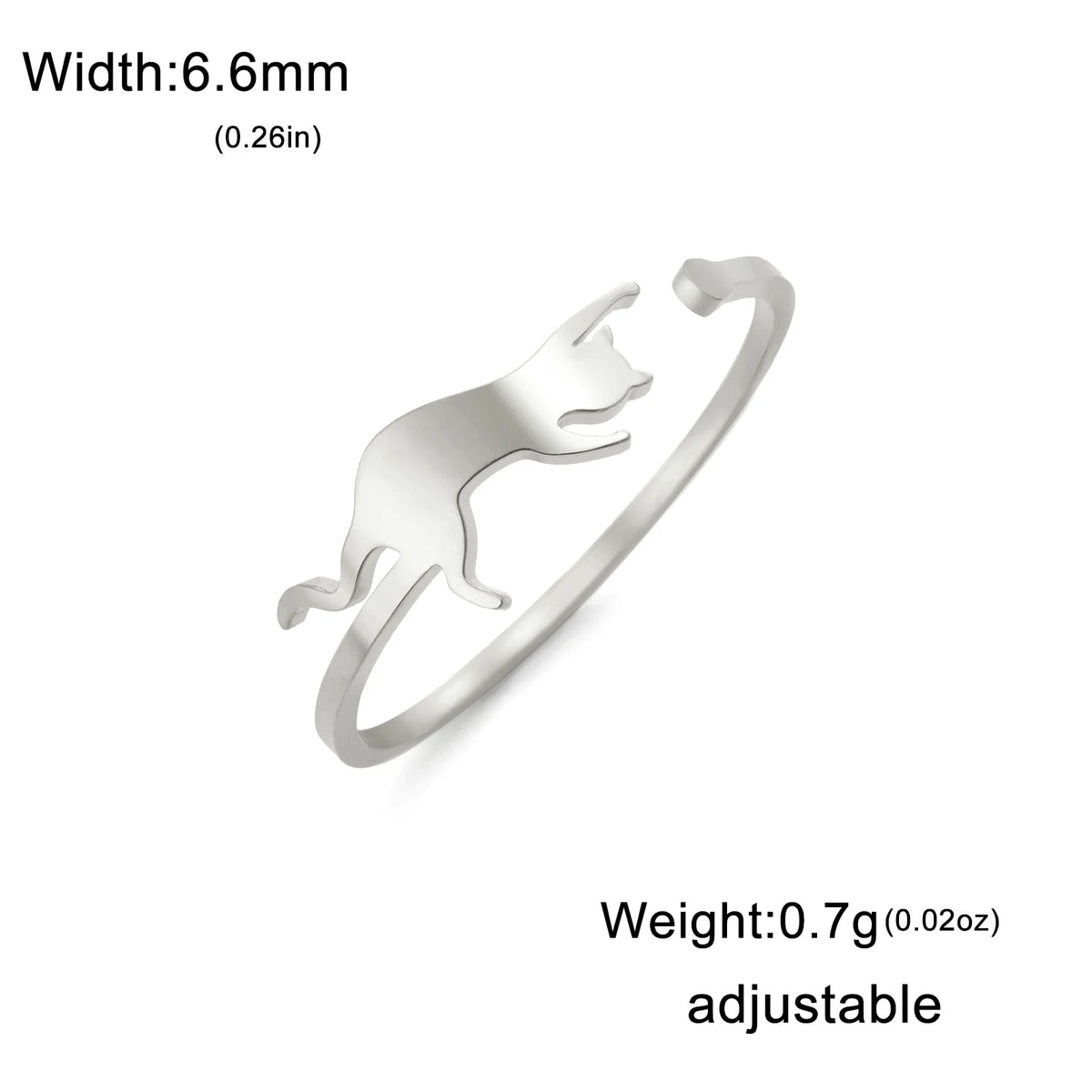 Cute Playing Cat Rings Adjustable Stainless Steel Minimalist Ring Women Fashion Kitten Animal Jewelry - PeticaDeals