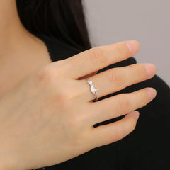 Cute Playing Cat Rings Adjustable Stainless Steel Minimalist Ring Women Fashion Kitten Animal Jewelry - PeticaDeals