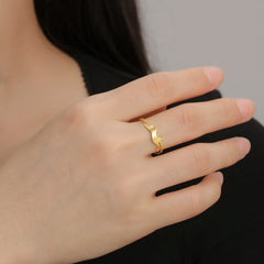 Cute Playing Cat Rings Adjustable Stainless Steel Minimalist Ring Women Fashion Kitten Animal Jewelry - PeticaDeals