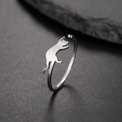 Cute Playing Cat Rings Adjustable Stainless Steel Minimalist Ring Women Fashion Kitten Animal Jewelry - PeticaDeals