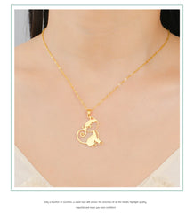 Cute Sassy Cat Necklace for Women Stainless Steel Chain - PeticaDeals