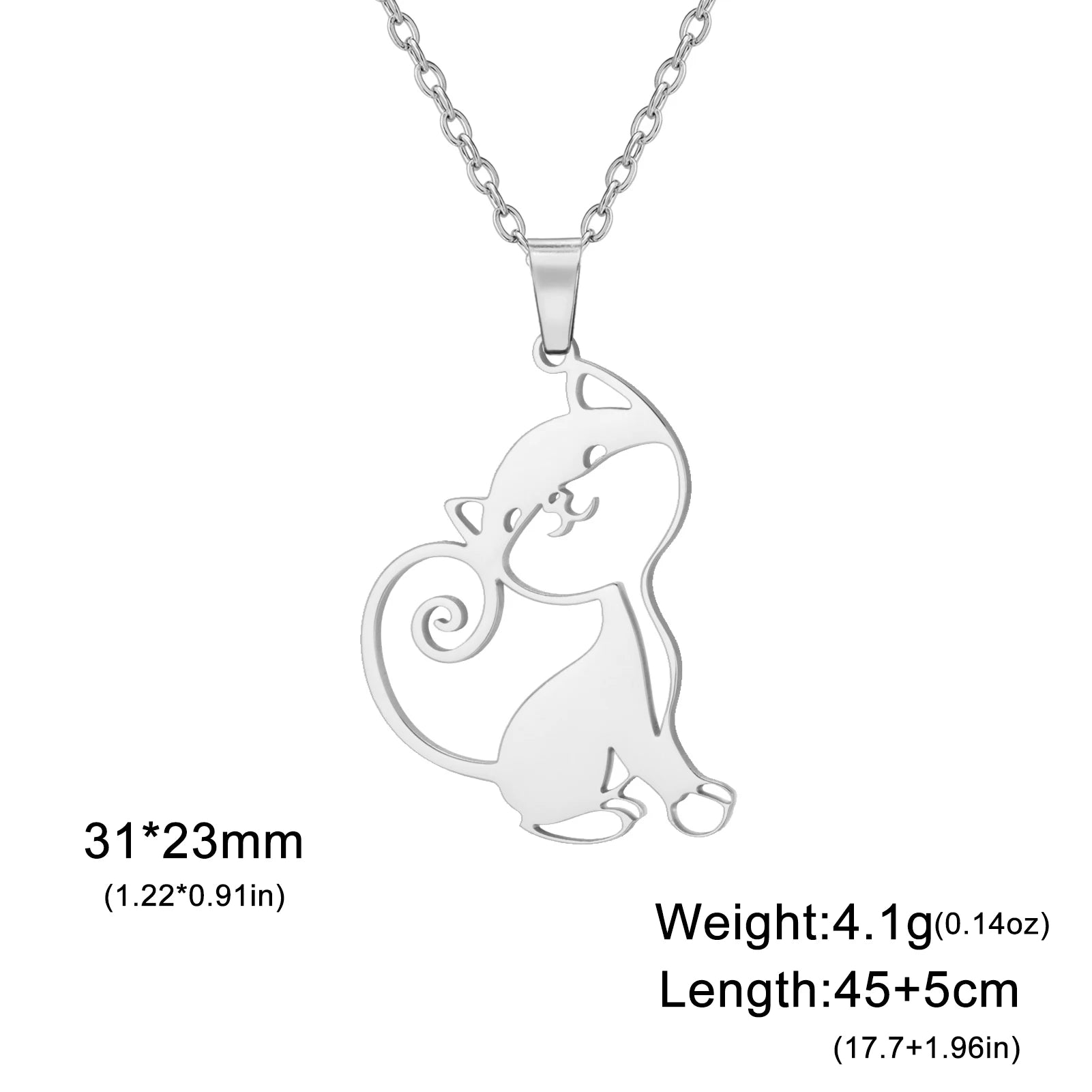 Cute Sassy Cat Necklace for Women Stainless Steel Chain - PeticaDeals