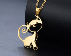 Cute Sassy Cat Necklace for Women Stainless Steel Chain - PeticaDeals