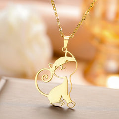 Cute Sassy Cat Necklace for Women Stainless Steel Chain - PeticaDeals