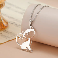 Cute Sassy Cat Necklace for Women Stainless Steel Chain - PeticaDeals