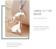 Cute Sassy Cat Necklace for Women Stainless Steel Chain - PeticaDeals